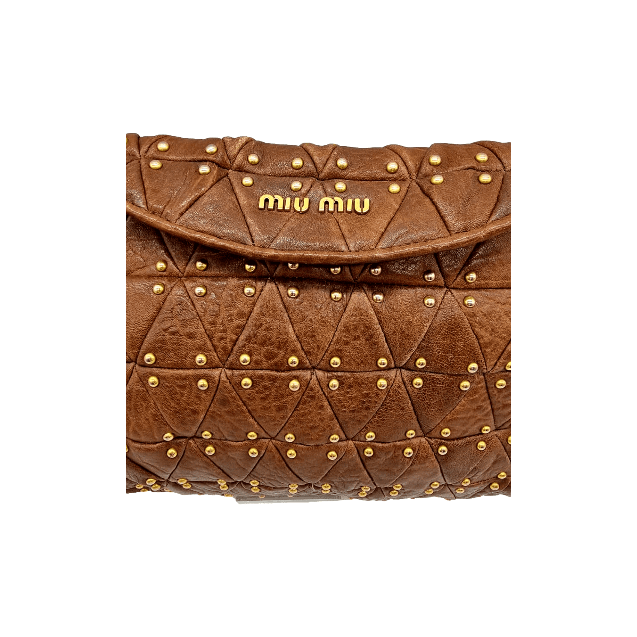 Miu Miu Quilted Studded Leather Clutch Bag (SHG-25332) – LuxeDH